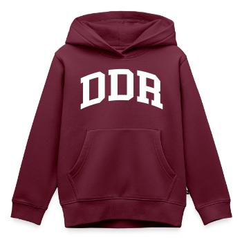 DDR - Kinder Premium Organic Hoodie - Burgunderrot - Vorne - AI Model Kid Female (0cm)