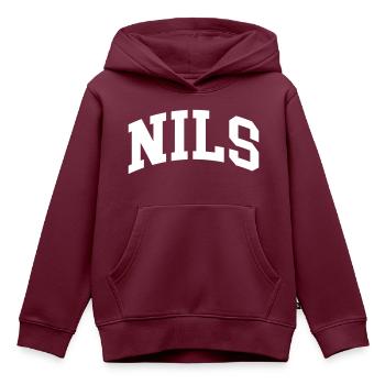 Nils - Kinder Premium Organic Hoodie - Burgunderrot - Vorne - AI Model Kid Female (0cm)