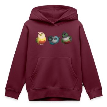 3 süße grüne Wangen, Papageien im Tonlook - Kinder Premium Organic Hoodie - Burgunderrot - Vorne - AI Model Kid Female (0cm)