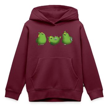 3 niedliche gelbnackenige Amazonspapageien, Tonoptik - Kinder Premium Organic Hoodie - Burgunderrot - Vorne - AI Model Kid Female (0cm)