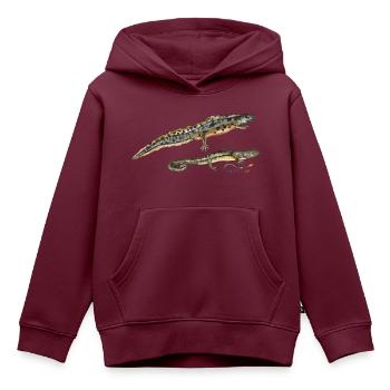 Teich-Molche - Kinder Premium Organic Hoodie - Burgunderrot - Vorne - AI Model Kid Female (0cm)