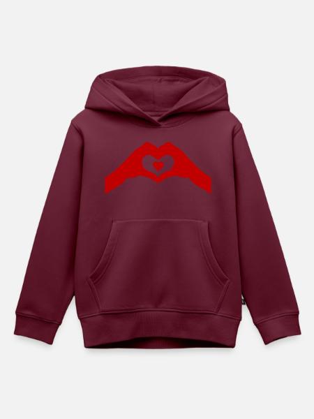 hände herz - Kinder Premium Organic Hoodie - Burgunderrot