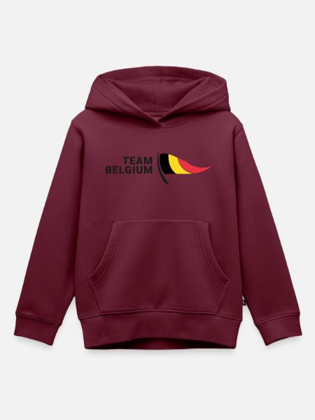 Team Belgium - Kinder Premium Organic Hoodie - Burgunderrot