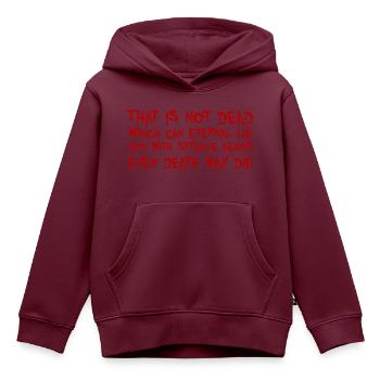That is not dead which can eternal lie (Cthulhu) - Kinder Premium Organic Hoodie - Burgunderrot - Vorne - AI Model Kid Female (0cm)
