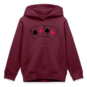 Poker Cards - Pokerkarten - Kinder Premium Organic Hoodie - Burgunderrot - Vorne - AI Model Kid Female (0cm)