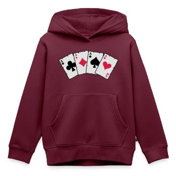 Poker Cards - Pokerkarten - Kinder Premium Organic Hoodie - Burgunderrot - Vorne - AI Model Kid Female (0cm)