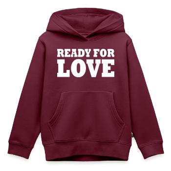 Ready for love - Kinder Premium Organic Hoodie - Burgunderrot - Vorne - AI Model Kid Female (0cm)