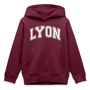 Lyon - Kinder Premium Organic Hoodie - Burgunderrot - Vorne - AI Model Kid Female (0cm)