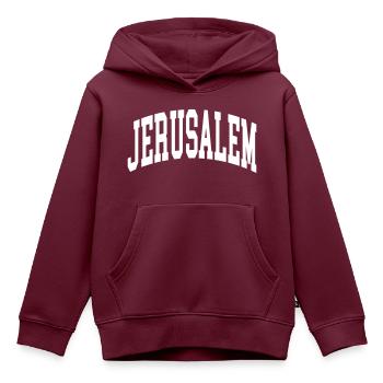 Jerusalem - Kinder Premium Organic Hoodie - Burgunderrot - Vorne - AI Model Kid Female (0cm)