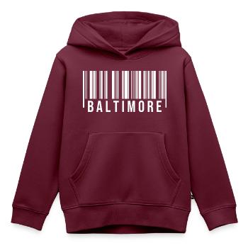 Baltimore Strichcode - Kinder Premium Organic Hoodie - Burgunderrot - Vorne - AI Model Kid Female (0cm)