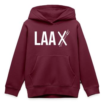 Laax Fischerhut - Kinder Premium Organic Hoodie - Burgunderrot - Vorne - AI Model Kid Female (0cm)