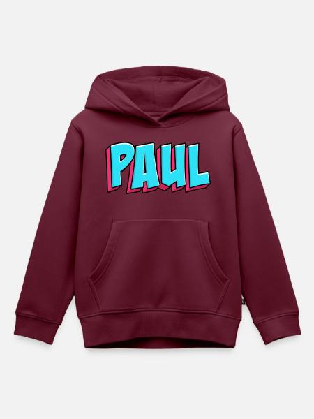Namen Motiv: Paul - Kinder Premium Organic Hoodie - Burgunderrot