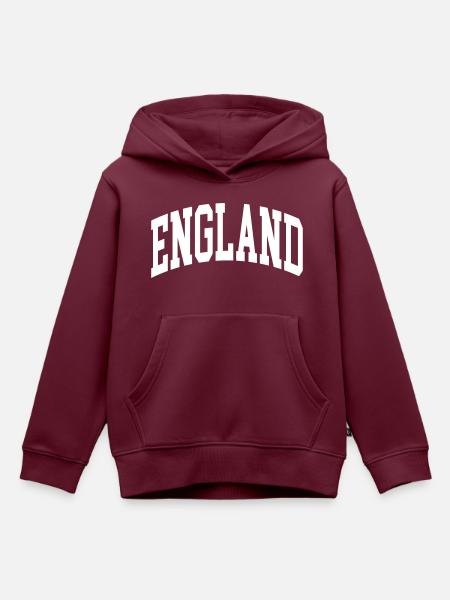 England - Kinder Premium Organic Hoodie - Burgunderrot