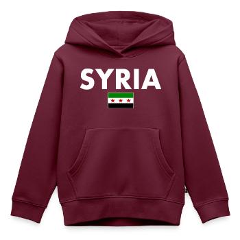 syrien - Kinder Premium Organic Hoodie - Burgunderrot - Vorne - AI Model Kid Female (0cm)