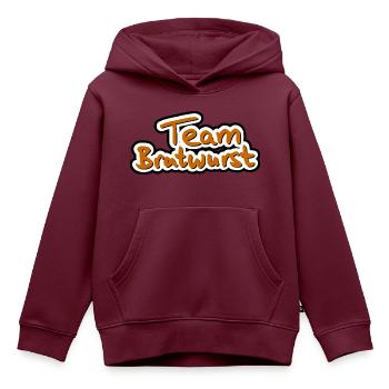 Team Bratwurst - Kinder Premium Organic Hoodie - Burgunderrot - Vorne - AI Model Kid Female (0cm)