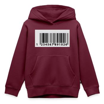 123456789106 EAN Code - Kinder Premium Organic Hoodie - Burgunderrot - Vorne - AI Model Kid Female (0cm)