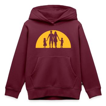 abend ferien sonne familie urlaub 2 kinder geschwi - Kinder Premium Organic Hoodie - Burgunderrot - Vorne - AI Model Kid Female (0cm)