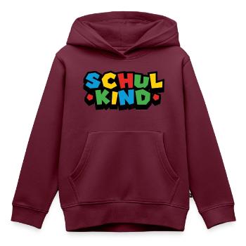 SCHULKIND 2025 - ERSTE KLASSE - ERSTER SCHULTAG - Kinder Premium Organic Hoodie - Burgunderrot - Vorne - AI Model Kid Female (0cm)