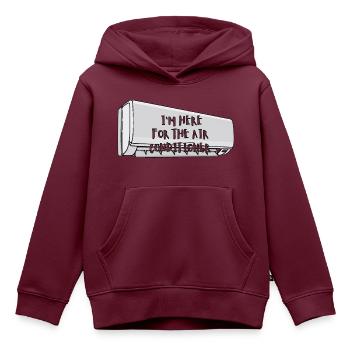 Ich bin hier wegen der Luft-Klima-Conditioner - Kinder Premium Organic Hoodie - Burgunderrot - Vorne - AI Model Kid Female (0cm)