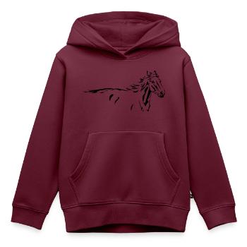 Pferde Wildpferd Tier Silhouette - Kinder Premium Organic Hoodie - Burgunderrot - Vorne - AI Model Kid Female (0cm)
