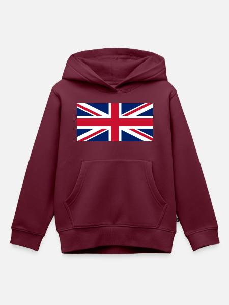 UK-Flagge - Kinder Premium Organic Hoodie - Burgunderrot