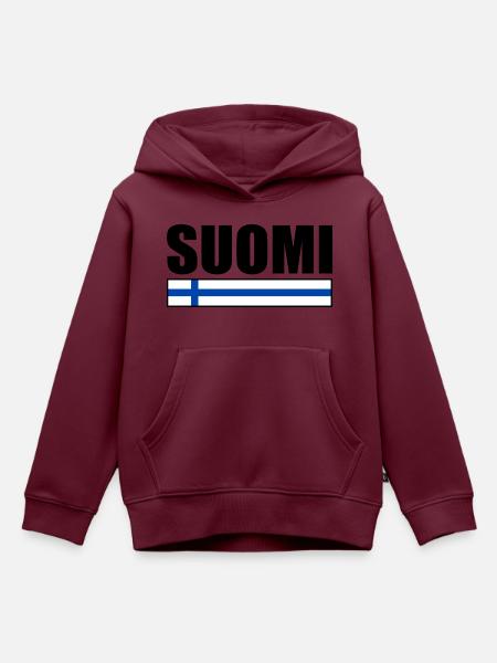 Finnland - Kinder Premium Organic Hoodie - Burgunderrot