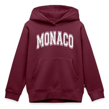 Monaco - Kinder Premium Organic Hoodie - Burgunderrot - Vorne - AI Model Kid Female (0cm)