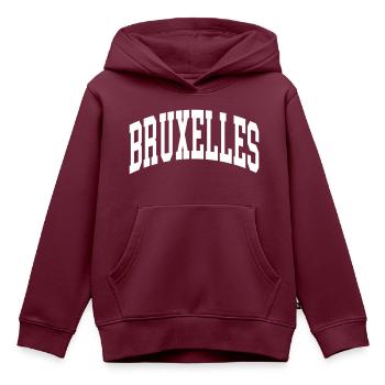 Brüssel - Kinder Premium Organic Hoodie - Burgunderrot - Vorne - AI Model Kid Female (0cm)