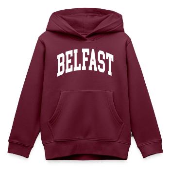 Belfast - Kinder Premium Organic Hoodie - Burgunderrot - Vorne - AI Model Kid Female (0cm)