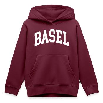 Basel - Kinder Premium Organic Hoodie - Burgunderrot - Vorne - AI Model Kid Female (0cm)