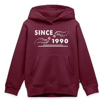 SEIT 1990 - Kinder Premium Organic Hoodie - Burgunderrot - Vorne - AI Model Kid Female (0cm)