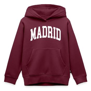 Madrid - Kinder Premium Organic Hoodie - Burgunderrot - Vorne - AI Model Kid Female (0cm)