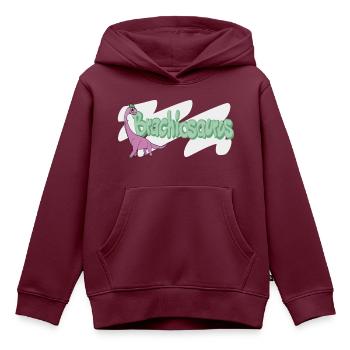 Brachiosaurus - Kinder Premium Organic Hoodie - Burgunderrot - Vorne - AI Model Kid Female (0cm)