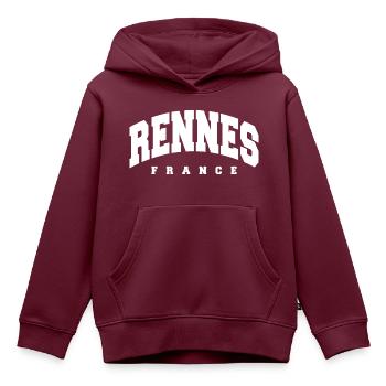 Rennes - Kinder Premium Organic Hoodie - Burgunderrot - Vorne - AI Model Kid Female (0cm)