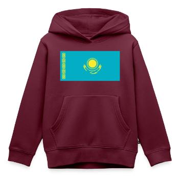 Kasachstan Flagge / Drapeau Kasachstan - Kinder Premium Organic Hoodie - Burgunderrot - Vorne - AI Model Kid Female (0cm)
