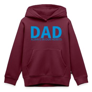 PAPA. Immer in unseren Herzen. Gestaltung des Denkmals - Kinder Premium Organic Hoodie - Burgunderrot - Vorne - AI Model Kid Female (0cm)