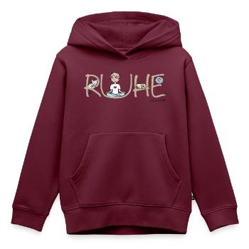 Phil and Paw Ruhe - Kinder Premium Organic Hoodie - Burgunderrot - Vorne - AI Model Kid Female (0cm)