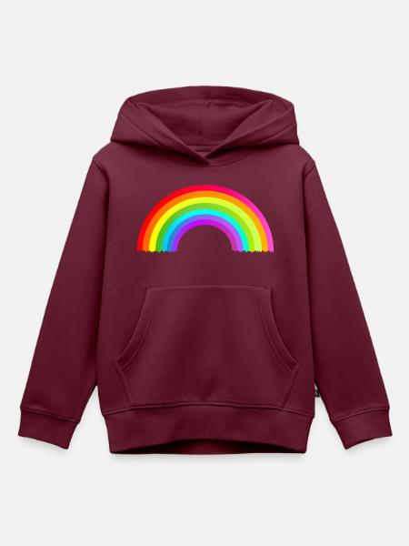 bunter Regenbogen - Kinder Premium Organic Hoodie - Burgunderrot