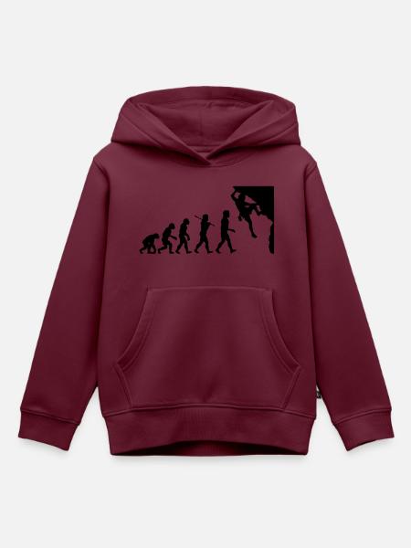 Rock Climbing Evolution - Kinder Premium Organic Hoodie - Burgunderrot