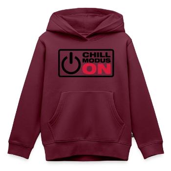 Chill Modus - ON - Kinder Premium Organic Hoodie - Burgunderrot - Vorne - AI Model Kid Female (0cm)