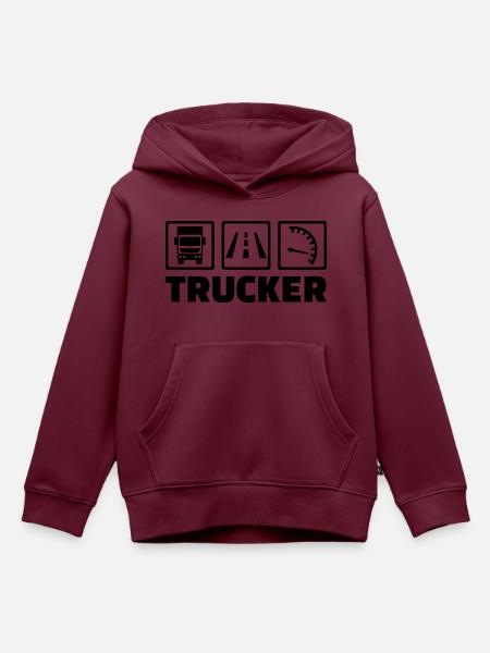 Trucker - Kinder Premium Organic Hoodie - Burgunderrot