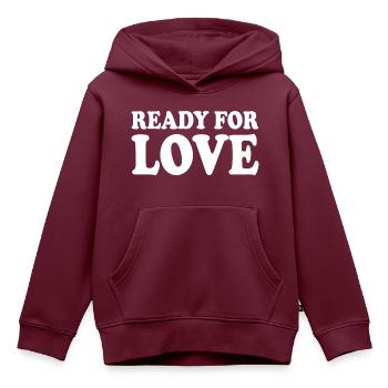 Ready for love - Kinder Premium Organic Hoodie - Burgunderrot - Vorne - AI Model Kid Female (0cm)