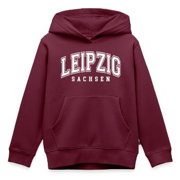 Leipzig - Kinder Premium Organic Hoodie - Burgunderrot - Vorne - AI Model Kid Female (0cm)