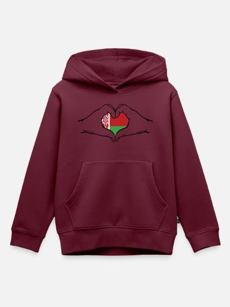 Belarus Flagge Hände Herzform - Kinder Premium Organic Hoodie - Burgunderrot