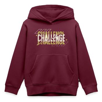 Black Typography Challenge Hoodie - Kinder Premium Organic Hoodie - Burgunderrot - Vorne - AI Model Kid Female (0cm)