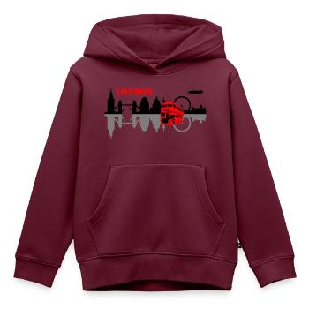 london skyline - Kinder Premium Organic Hoodie - Burgunderrot - Vorne - AI Model Kid Female (0cm)