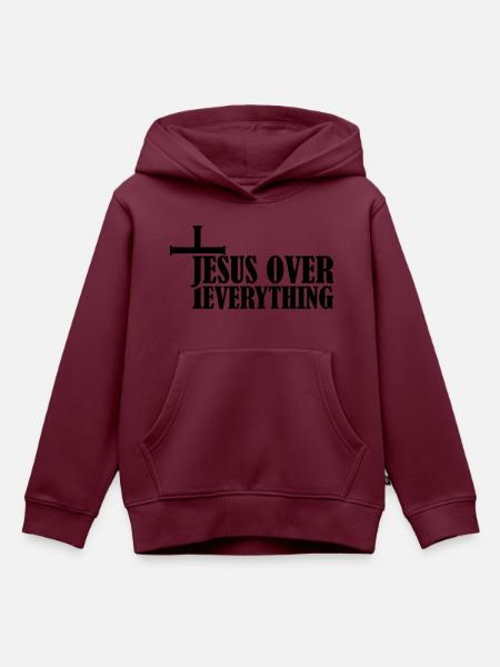 Jesus Over Everything - Kinder Premium Organic Hoodie - Burgunderrot