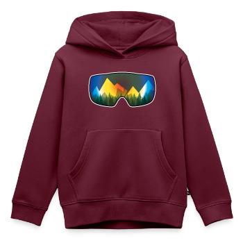 Ski und Snowboard Brille mit Panorama - Kinder Premium Organic Hoodie - Burgunderrot - Vorne - AI Model Kid Female (0cm)