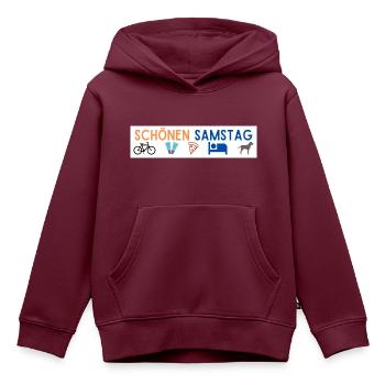 schönen samstag - Kinder Premium Organic Hoodie - Burgunderrot - Vorne - AI Model Kid Female (0cm)