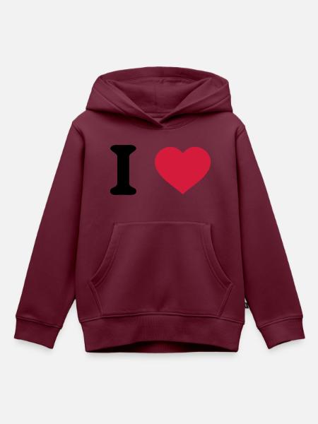 i love Herz - Kinder Premium Organic Hoodie - Burgunderrot